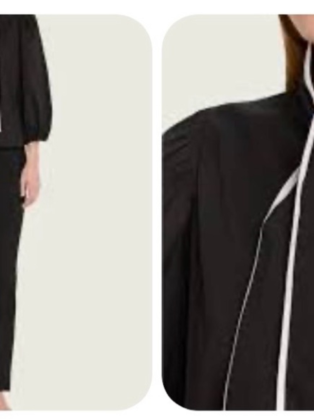 Alice + Olivia Black Blouse with White Contrast Piping - New - No Tags
